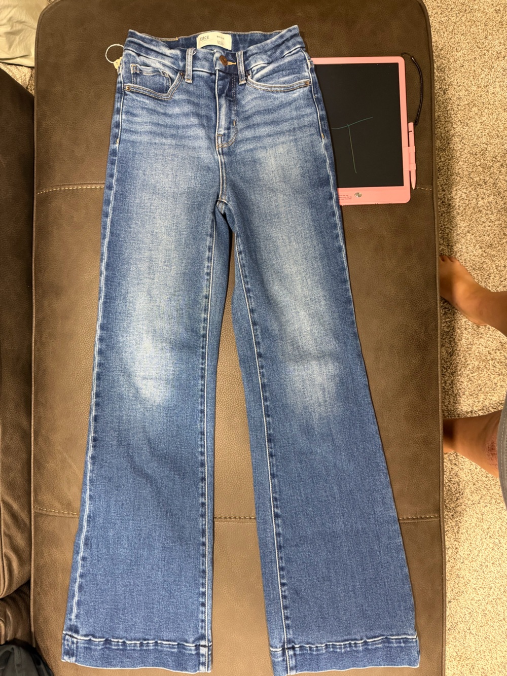 BKE Women's Wide Leg Flare Jeans - Medium Blue Wash